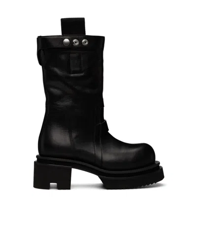 Rick Owens Platform Leather Boots In Black