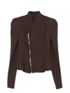 Rick Owens Modern Fitted Jacket Asymmetric Zip In Brown