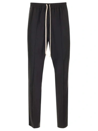 Rick Owens Pleated Drawstring Trousers In Black