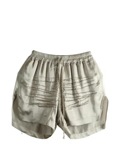 Rick Owens Pleated Drawstring Shorts In Gray