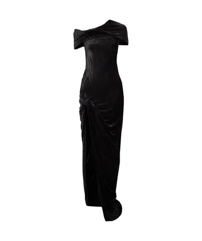 Rick Owens Lola Ruched Boat-neck Top In Black