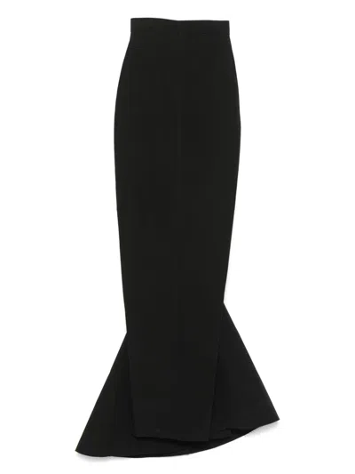 Rick Owens Pleated Long Skirt With Zip Fastening For Women In Black