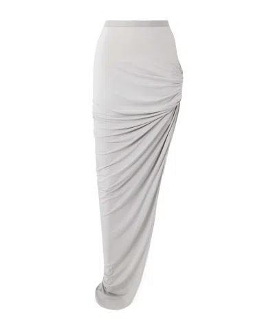 Rick Owens Pleated Midi Skirt In Gray