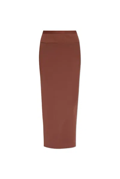 Rick Owens Pleated Midi Textured Skirt In Red