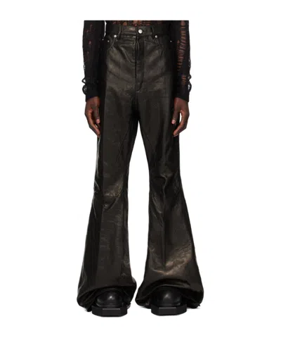 Rick Owens Black Porterville Bolan Leather Trousers In 09 Black