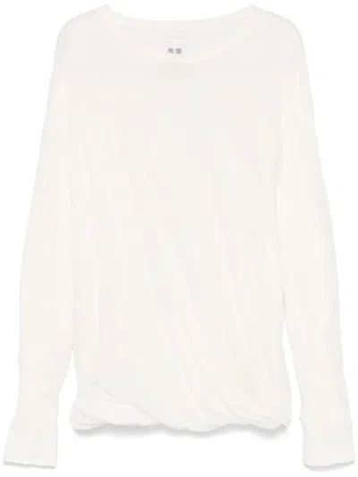 Rick Owens Plissiertes T-shirt In Weiss