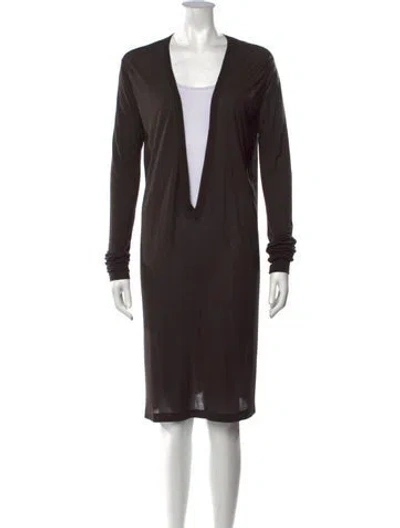 Pre-owned Rick Owens Plunge Neckline Knee-length Dress In Brown