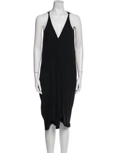 Pre-owned Rick Owens Plunge Neckline Long Dress In Black