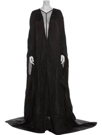 Pre-owned Rick Owens Plunge Neckline Long Dress In Black