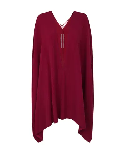 Rick Owens Plunging V-neck Poncho Top In Red