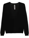 Rick Owens Black V-neck Wool Blend Sweater In Black