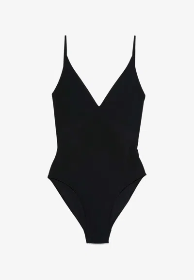 Rick Owens Plunging V-neck One-piece Swimsuit In Black