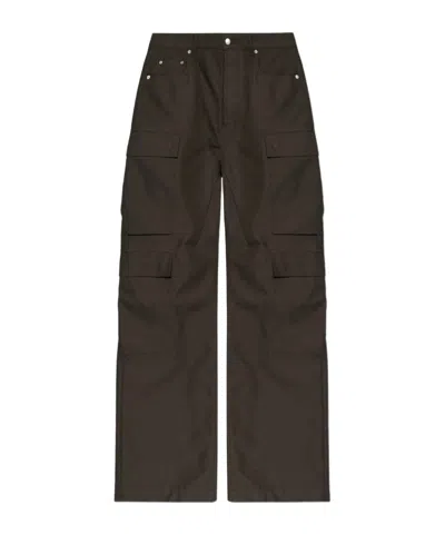 Rick Owens Pocket Cargo Trousers In Brown