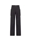 Rick Owens Stefan Flared Grain De Poudre Wool Cargo Trousers In Black