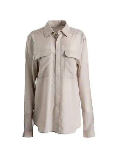 Rick Owens Long Sleeve Buttoned Shirt In White