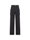 Rick Owens Stefan Flared Grain De Poudre Wool Cargo Trousers In Black