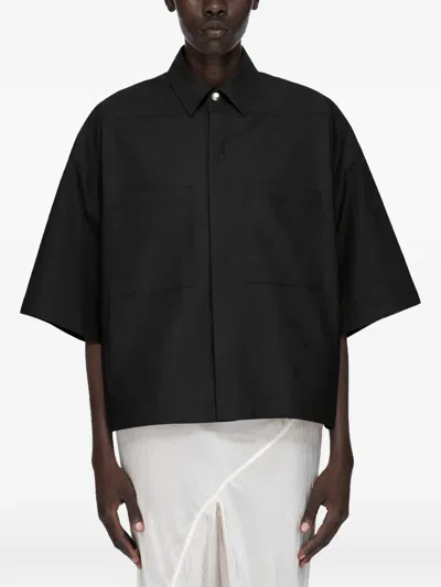 Rick Owens Pocketed Short-sleeves Shirt In Black
