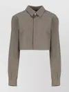 Rick Owens Pointed Collar Cropped Cotton Shirt In Gray