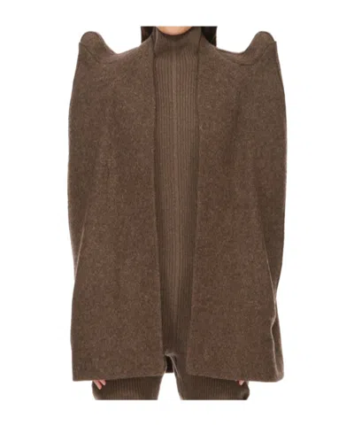 Rick Owens Pointed Logo Cloak In Brown