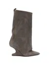 Rick Owens Cantilever Sharp Flared Boots In Gray