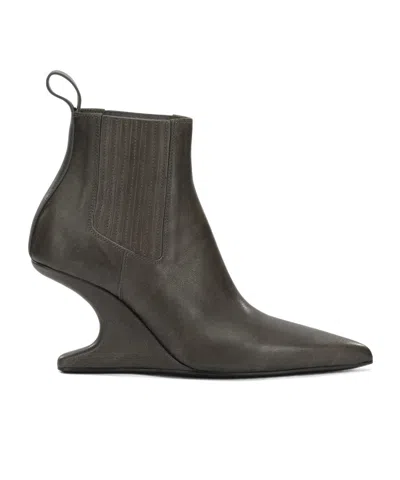 Rick Owens Pointed-toe Ankle Boots In Gray