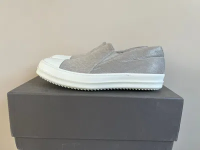 Pre-owned Rick Owens Pony Hair Boat Low Top Sneaker In Natural