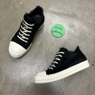 Pre-owned Rick Owens Pony Hair Ramones Shoes In Black