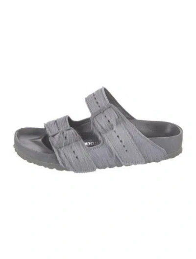 Pre-owned Rick Owens Ponyhair Slides In Blue