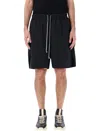 Rick Owens Drawstring Split Cotton Shorts In Black