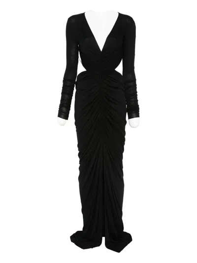 Rick Owens Poppy Cut-out Ruched Gown In Black