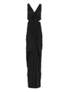 Rick Owens Halter Neck Ruched Dress Cut-out Sides In Black