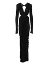 Rick Owens Poppy Ruched Open-back Jersey Gown In Black