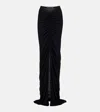 Rick Owens Poppy Ls Ruched Jersey Maxi Skirt In Black