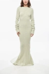 Rick Owens Porterville Alpaca Blend Bare Back Maxi Dress In Green