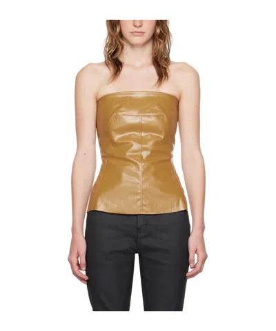 Rick Owens Yellow Porterville Bustier Denim Camisole In 62 Honey
