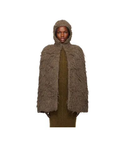 Rick Owens Porterville Cape Jacket In Brown