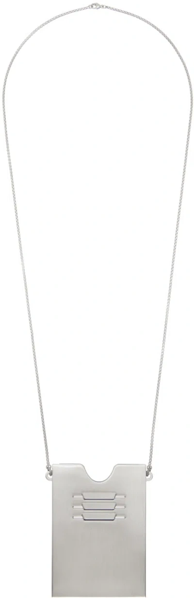 Rick Owens Porterville Cardholder Charm Necklace In Gray