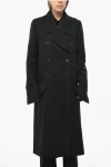 Rick Owens Porterville Double-breasted Officier Twill Wool Coat In Black