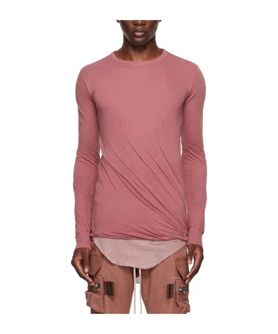 Rick Owens Pink Porterville Double Long Sleeve T-shirt In 23 Thulian