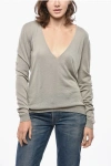 Rick Owens Porterville Extrafine Cashmere Sweater With V Neck In Gray