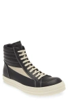 Rick Owens Vintage Suede-trimmed Leather High-top Sneakers In Black
