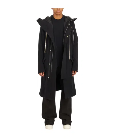 Rick Owens Porterville Hooded Megaparka In Black
