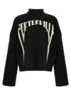 Rick Owens Intarsia-knit Slogan Sweater In Virgin Wool In White/black
