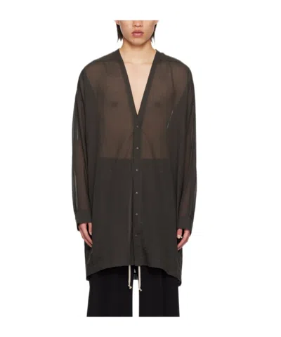 Rick Owens Porterville Larry Y-neck Shirt In Black