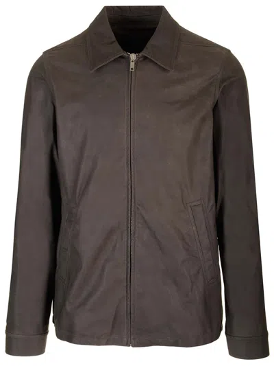 Rick Owens Porterville Leather Jacket In Brown