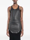 Rick Owens Porterville Leather Tank Top In Silver