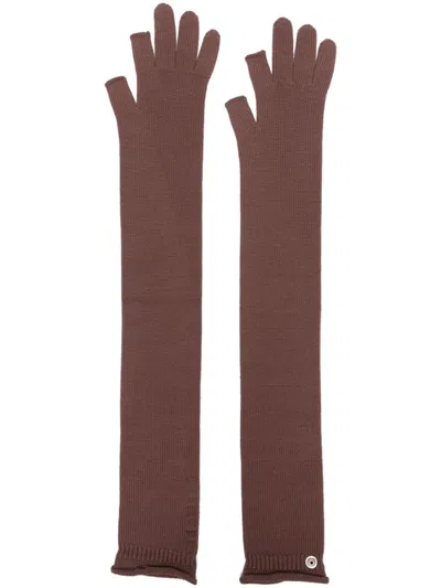 Rick Owens Brown Porterville Opera Gloves In Throat