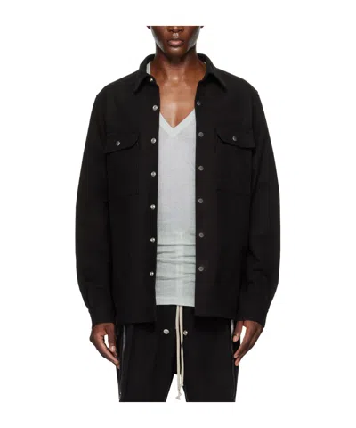 Rick Owens Porterville Long-sleeved Casual Jacket In Black