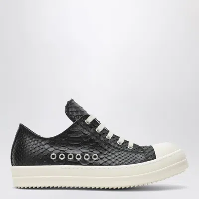 Rick Owens Porterville Low Sneakers In Black Python Leather