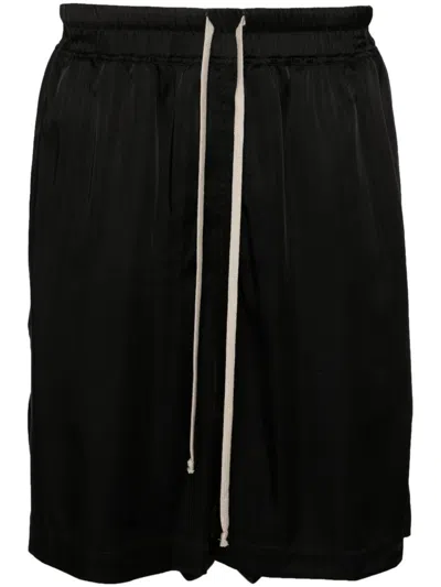 Rick Owens Drawstring Satin Shorts In Black